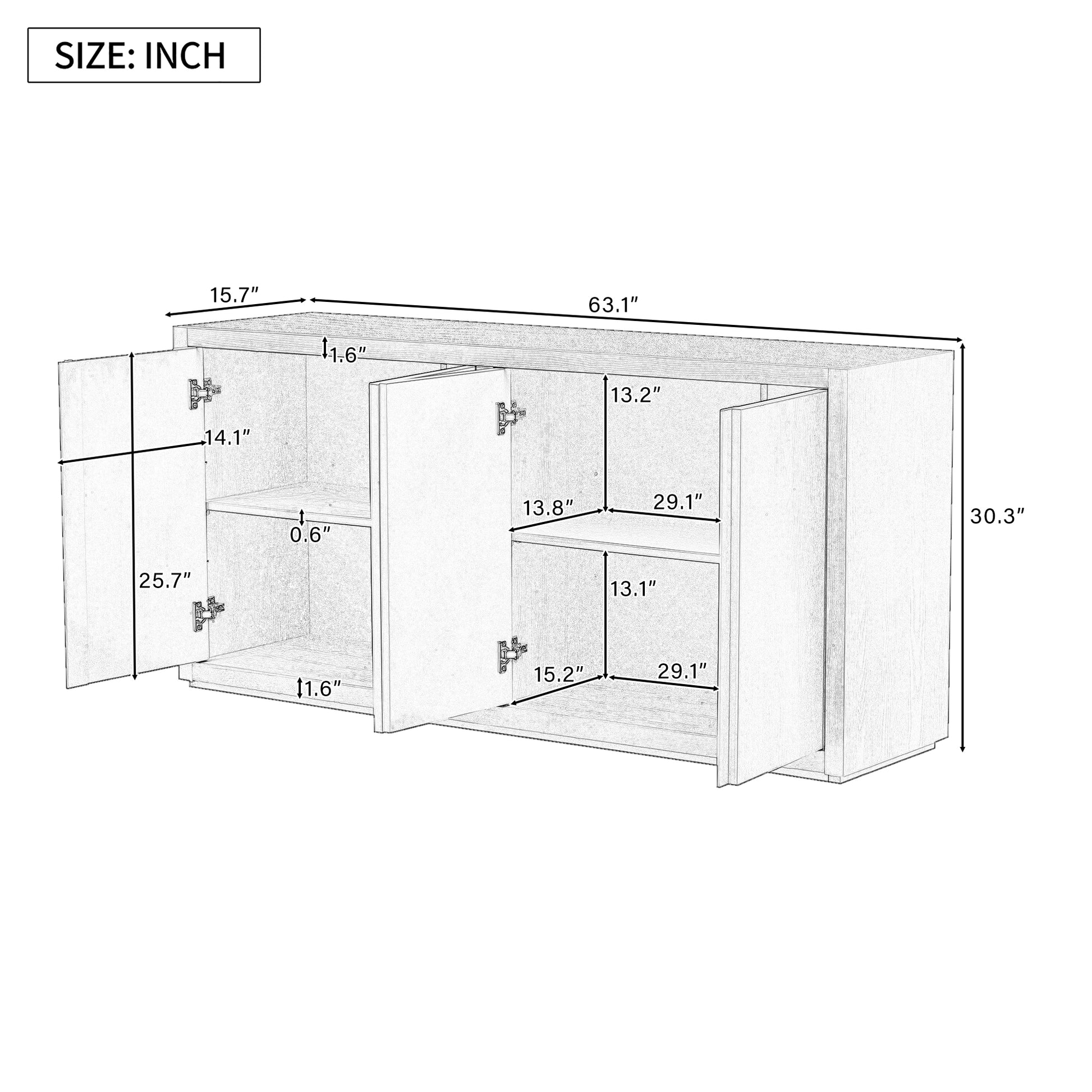 Distinctive Features Of A Four Door Cabinet Sideboard With Ash Veneer Suitable For Hallway, Entryway, Living Room Navy Blue Mdf