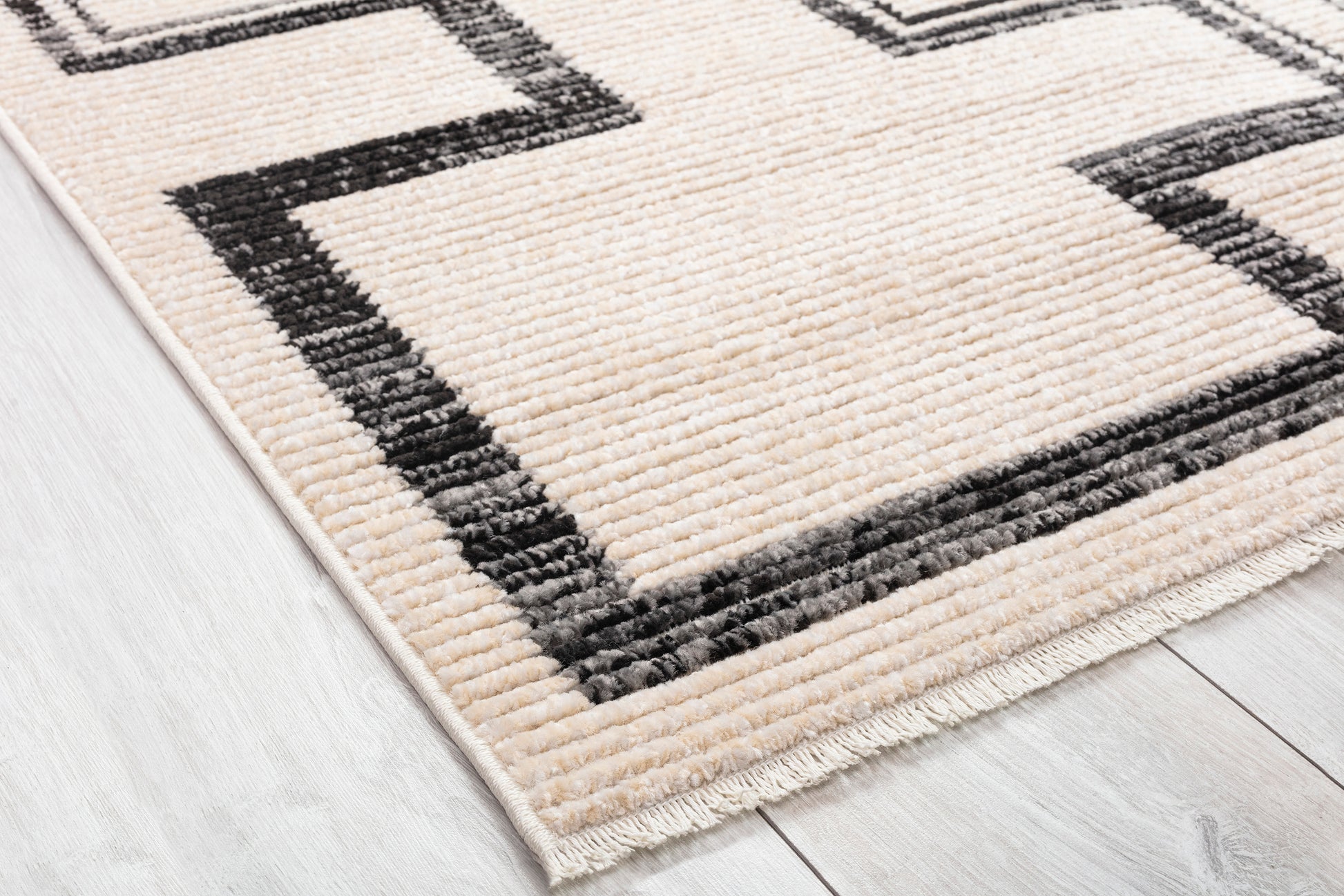 Contemporary, Geometrictextured High Low Cut Pile 9'2" X 12'4" Rectangle Area Rug Ivory Polypropylene