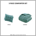 3 Piece Comforter Set King Teal Polyester