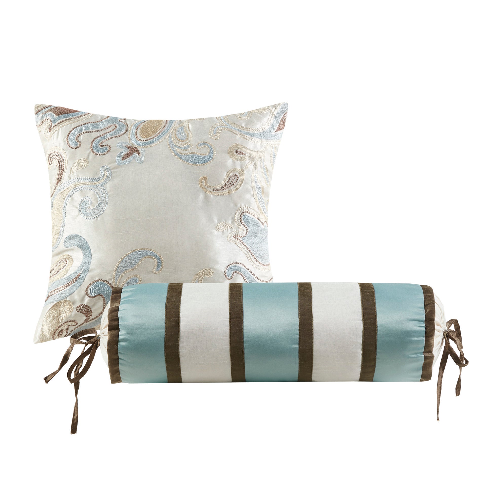 5 Piece Jacquard Bedspread Set With Throw Pillows Blue Brown King King Blue Brown Cotton