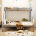 Twin Xl Over Queen Metal Bunk Bed With Ladder And Guardrails, Silver Expected Arrival Time: 9.7 Box Spring Not Required Twin Xl Silver Metal Metal