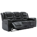 3 Seater Home Theater Recliner Manual Recliner Chair With Two Built In Cup Holders For Living Room,Bedroom, Black Old Sku:Pp302955Aab Black Foam Pu