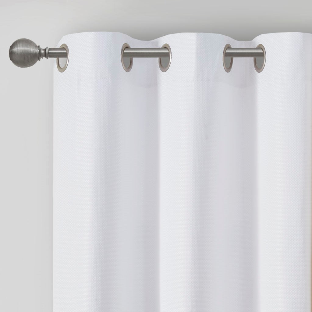 Basketweave Room Darkening Curtain Panel Pair 2 Pcs Window Panels White Polyester