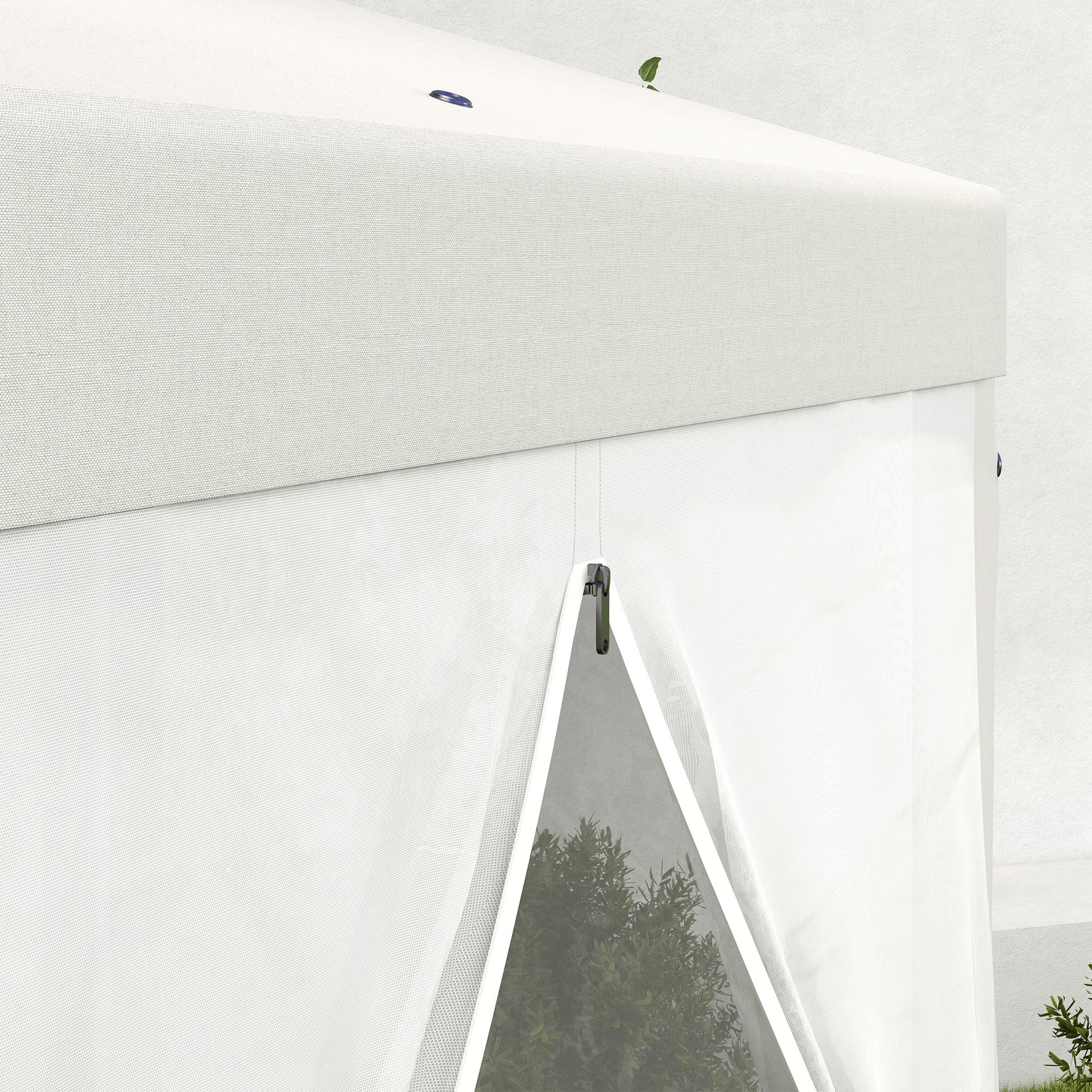 Outsunny 13' X 11' Outdoor Party Tent, Hexagon Sun Shade Shelter Canopy With Protective Mesh Screen Sidewalls, Ropes & Stakes, Cream White White Steel
