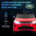 Qaba Land Rover Discovery Sport Licensed 12V Kids Ride On Car, Battery Powered Kids Electric Car With Remote Control, Soft Start, Led Lights, Music Horn, 3 Speeds, Red Red Plastic