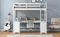 Twin Size Loft Bed With U Shaped Desk, Drawers And Storage Shelves, White Box Spring Not Required Twin White Wood Bedroom Solid Wood Mdf