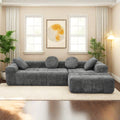 L Shaped Modular Modern Compressed Gray Sofa,Comfy Corduroy Fluffy Couch With Deep Seat,No Assembly Required Couch For Living Room Gray Linen Wood Primary Living Space Soft Cushion Back Extra Heavy