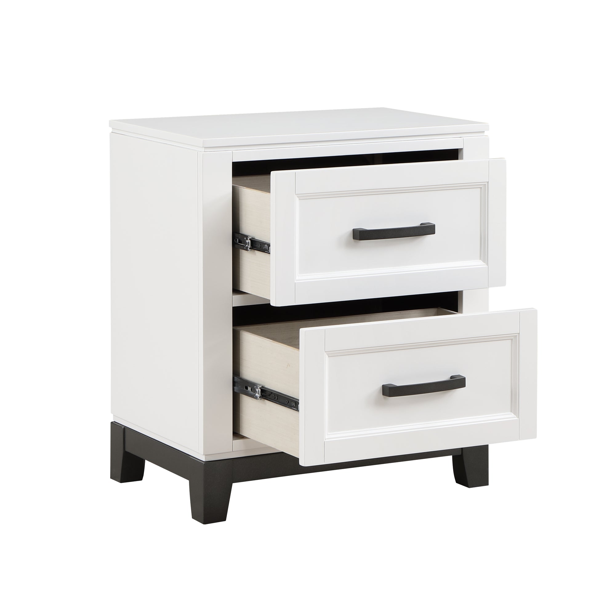 White Finish Nightstand With 2X Storage Drawers Wooden Bedroom Furniture 1Pc White 2 Drawers Bedroom Rustic,Transitional Wood