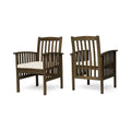 Casa Acacia Dining Chair,2Pcs With 2 Cushions Grey Cream Acacia Wood