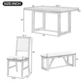 6 Piece Retro Dining Set, 1 Rectangular Table With Designed Trestle Base And 4 Upholstered Chairs And 1 Bench For Dining Room And Kitchen Natural Natural Solid Wood Mdf