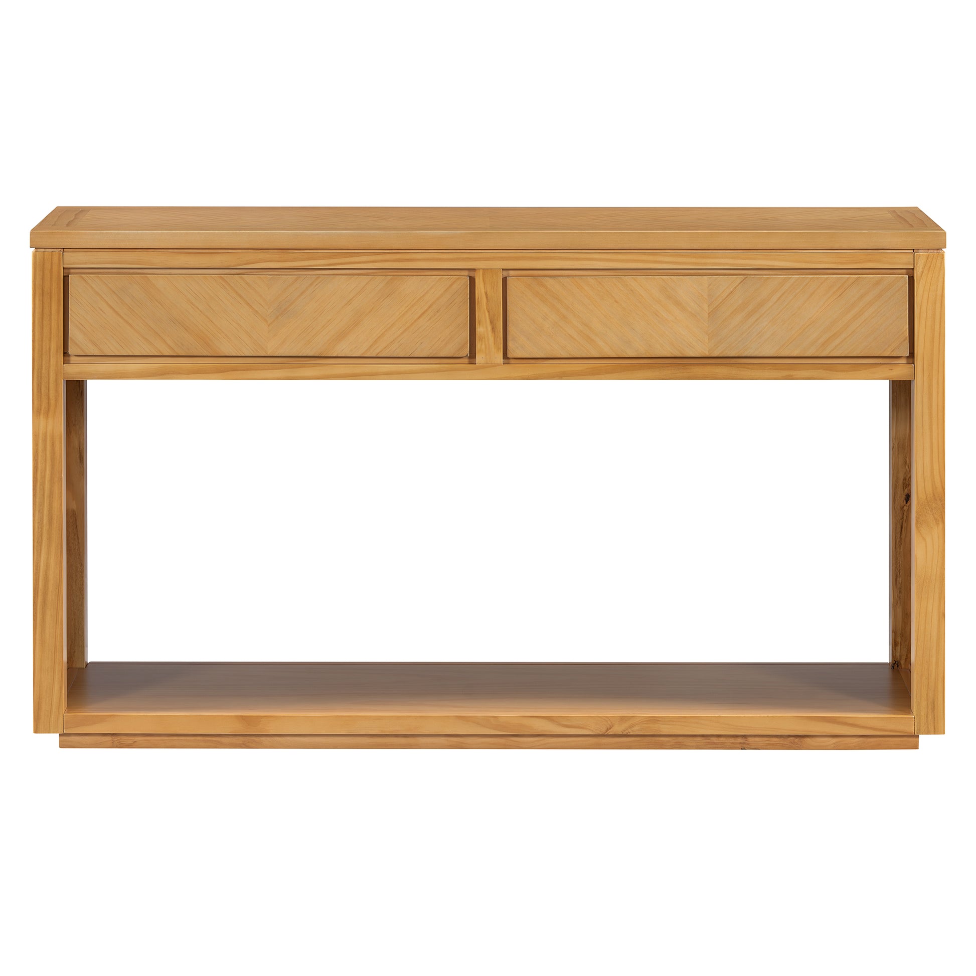 55" Console Table, Rustic Wooden Entryway Table With Storage Drawers And Open Shelf, Elegant Sofa Table For Hallway And Living Room Natural Natural Primary Living Space Mdf