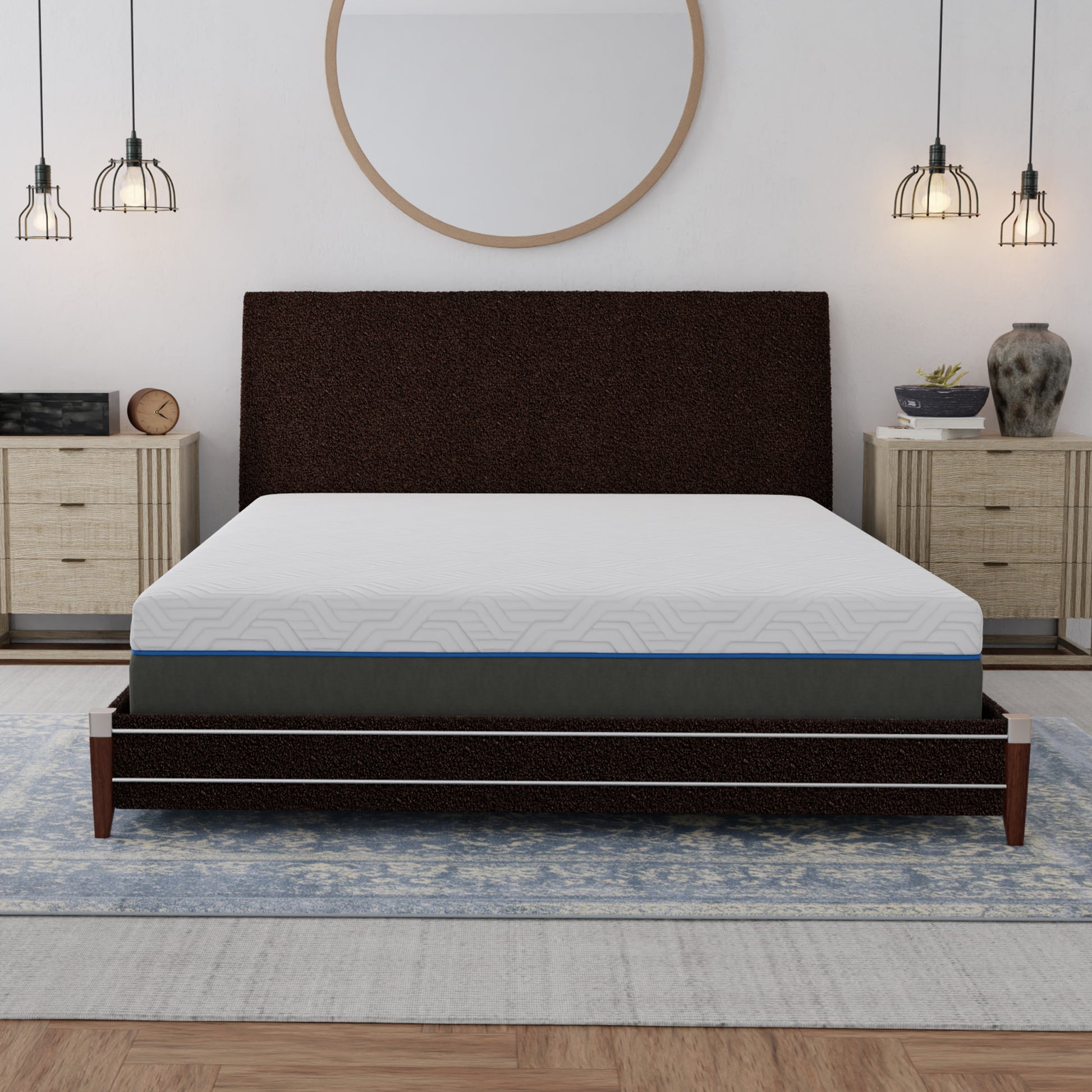 12" Lavender Firm Gel Memory Foam Mattress With Edge Support And Air Grid Cal King White Foam California King