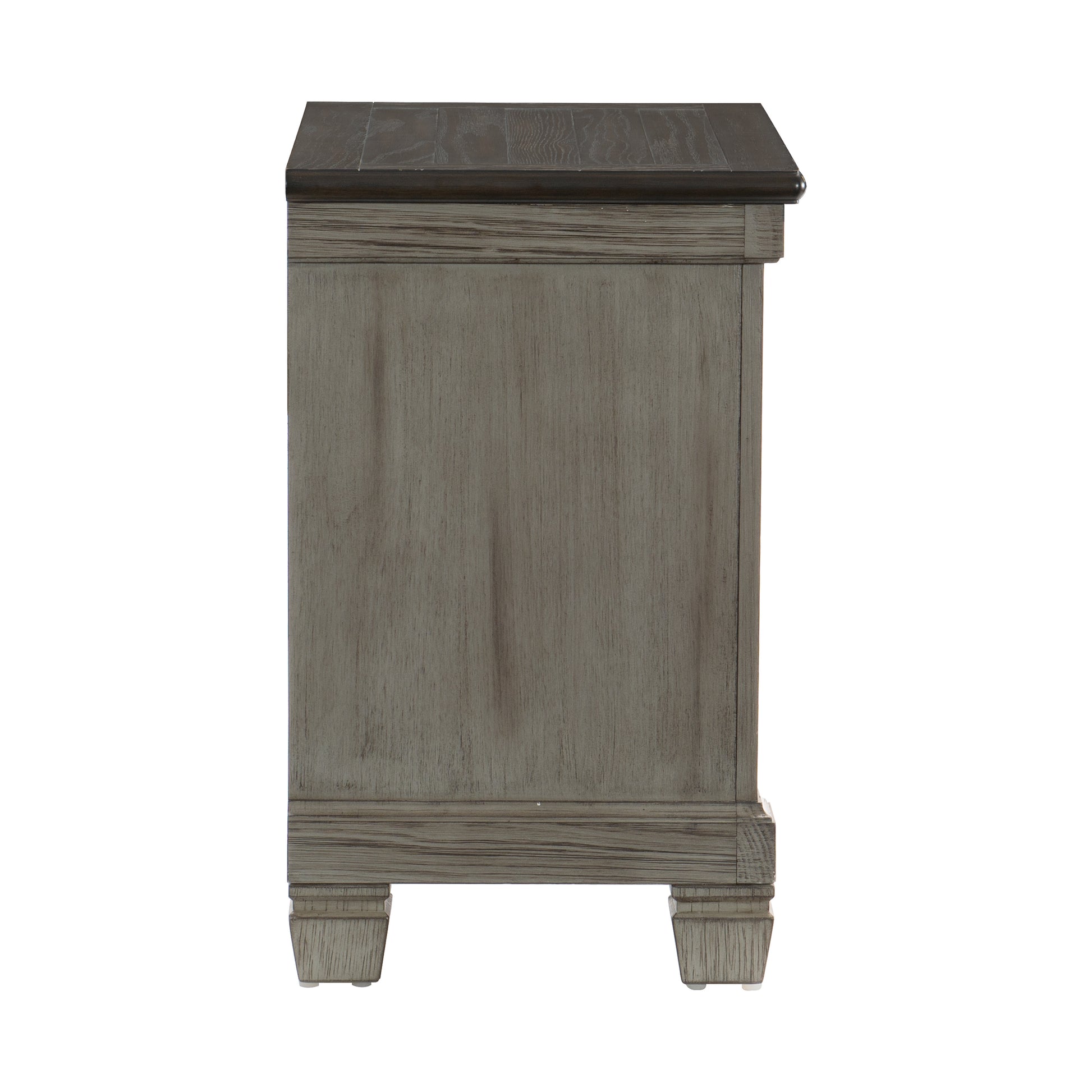 Transitional Rustic Style Coffee And Antique Gray 2 Drawer Nightstand 1Pc Flat Knobs Classic Bedroom Furniture Antique Gray,Coffee 2 Drawers Wood