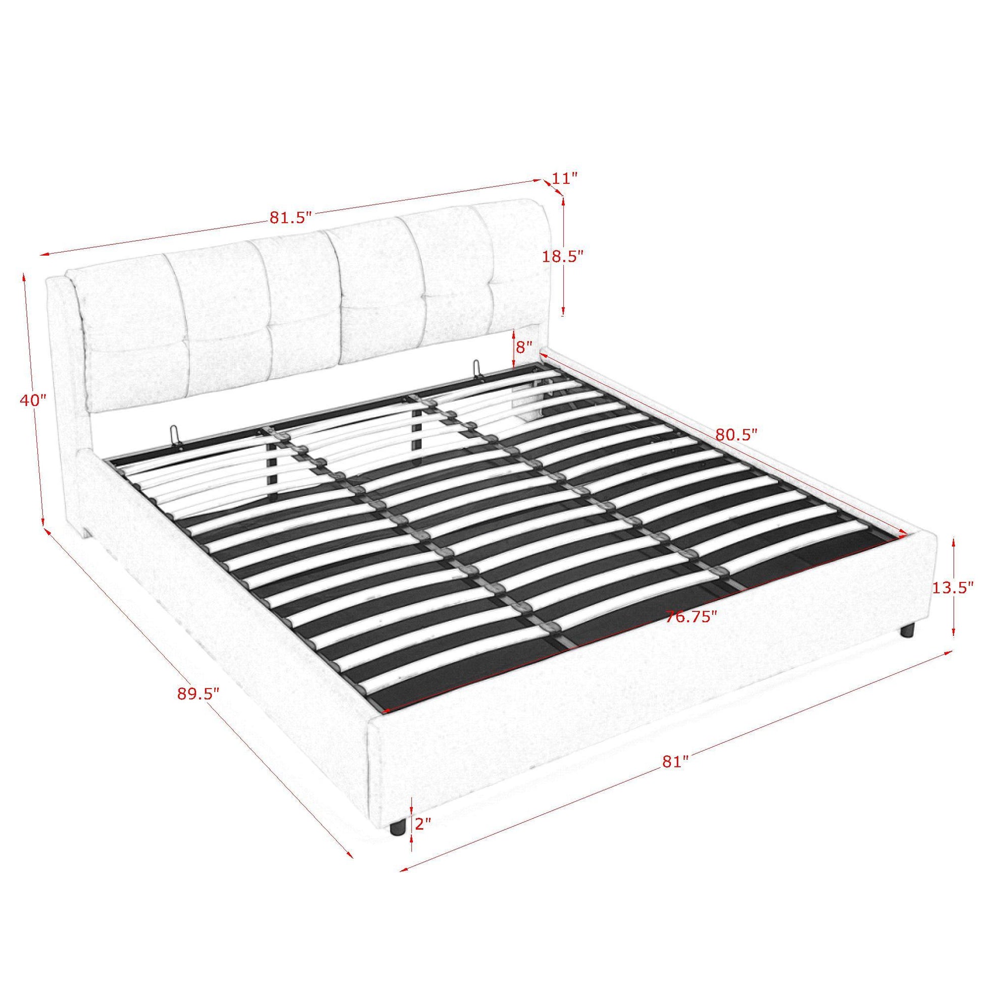 King Size Storage Upholstered Hydraulic Platform Bed With Integrated Headboard, Chenille Fabric, Beige King Beige Bedroom Luxury,Modern Chenille Chenille