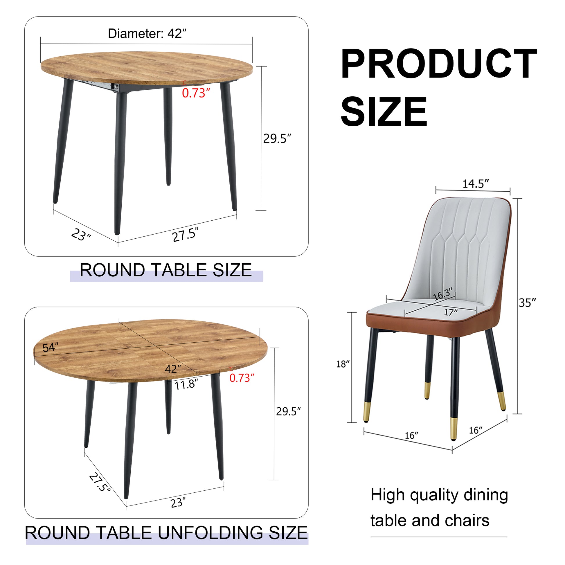 Table And Chair Set.Modern Extendable Wood Mdf Dining Table.The Table Has A Telescopic Design, Suitable For Gatherings Of Different Size.Paired With 6 Chairs With Pu Cushions And Black Metal Legs. Brown,Wood Seats 6 Mdf Metal