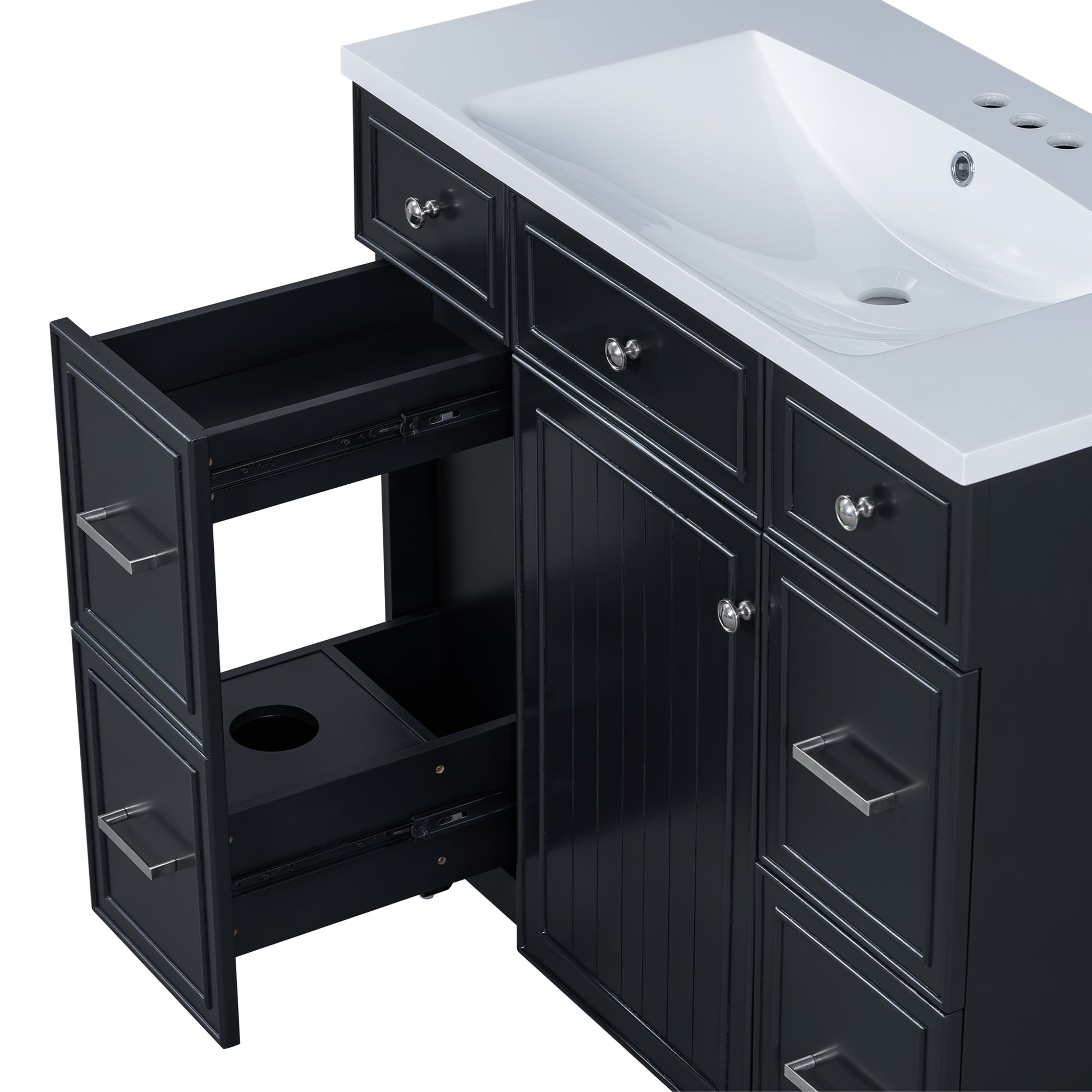 Cabinet Only 36" Bathroom Vanity Black Sink Not Included Black Bathroom Solid Wood Mdf