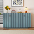 4 Wavy Doors Large Storage Space Sideboard With Adjustable Shelves And Retro Copper Handles For Dining Room And Living Room Antique Blue Antique Blue Mdf