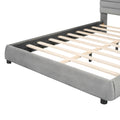 Queen Size Velvet Upholstered Platform Bed,Solid Frame And Stylish Curve Shaped Design, Gray Queen Gray Velvet