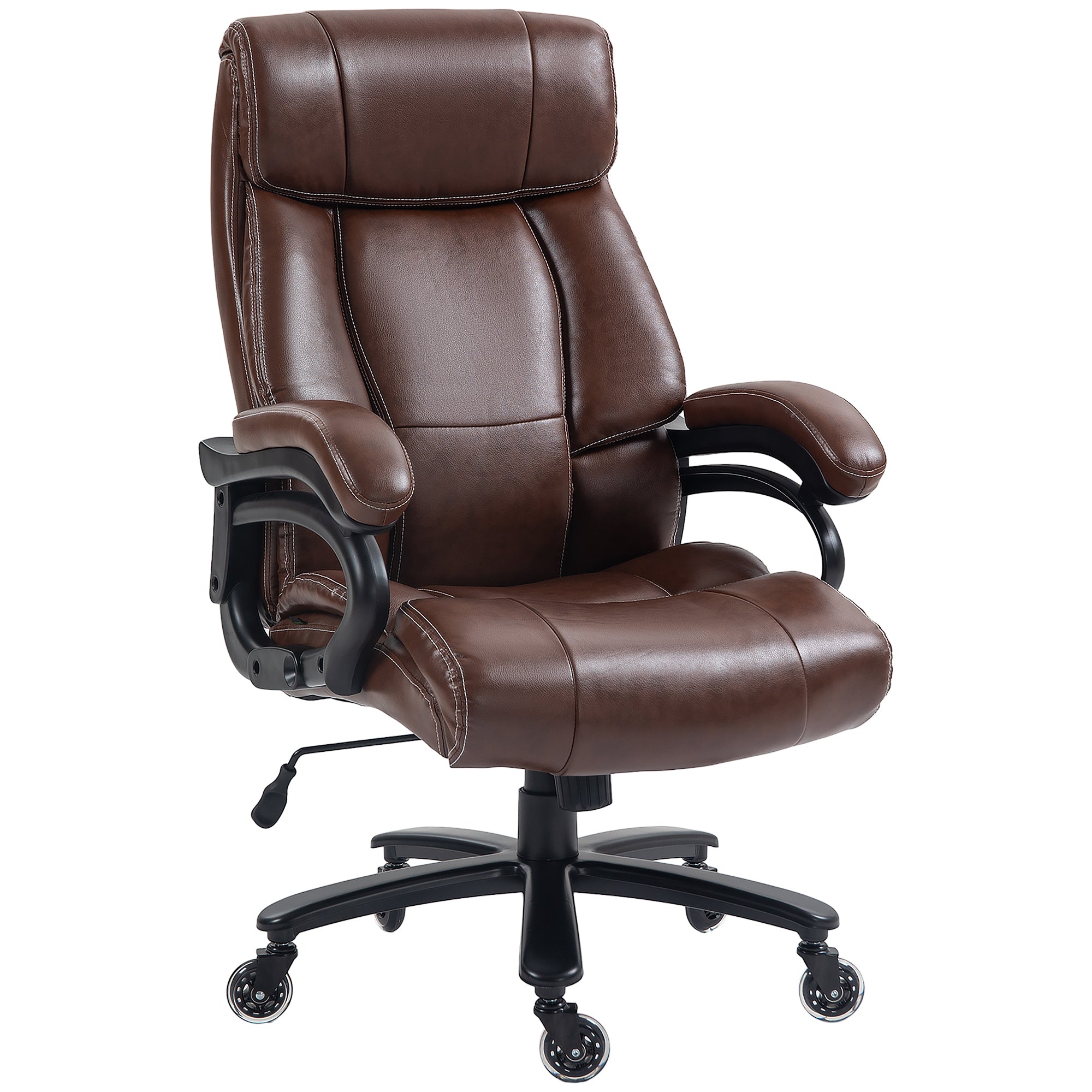 Vinsetto Big And Tall Office Chair, Pu Leather Desk Chair 400Lb, Brown Brown Pu Leather