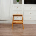 Acacia Wood Two Steps Stool Small Size Rectangle Acacia Wood Light Brown Primary Living Space American Design Acacia Wood