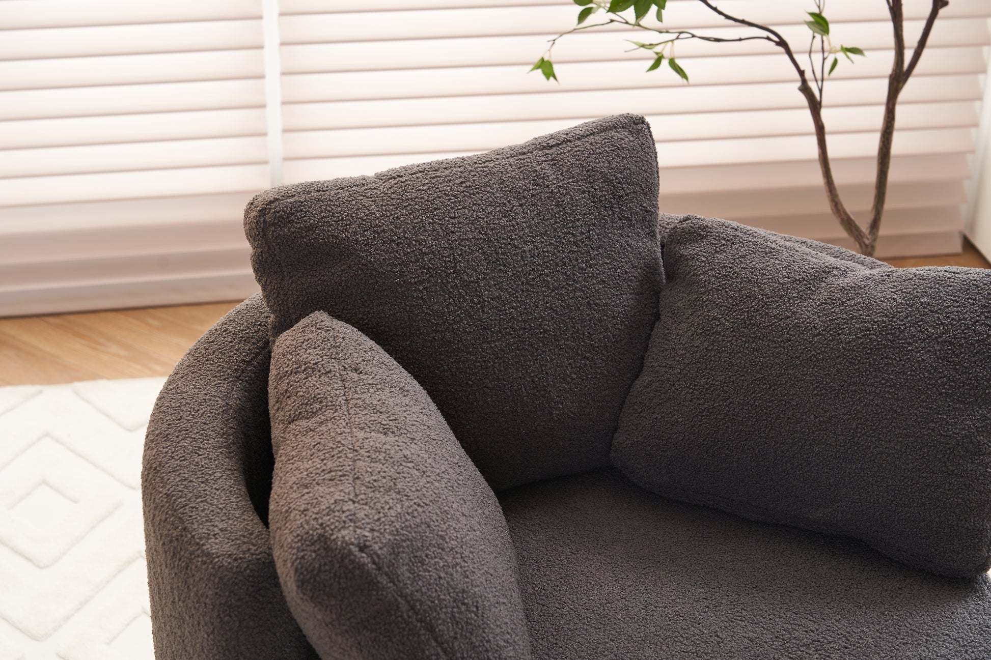 029 Teddy Fabric Swivel And Storage Chair With Back Cushion For Living Room,Dark Gray Dark Gray Primary Living Space Modern Foam Teddy