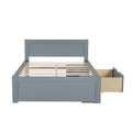 Full Size Platform Bed With Drawer And Two Shelves, Gray Full Gray Mdf Lvl