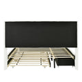 Queen Size Upholstered Platform Bed With Led Frame, With Twin Xl Size Trundle And 2 Drawers, Teddy Fleece, White White Fleece