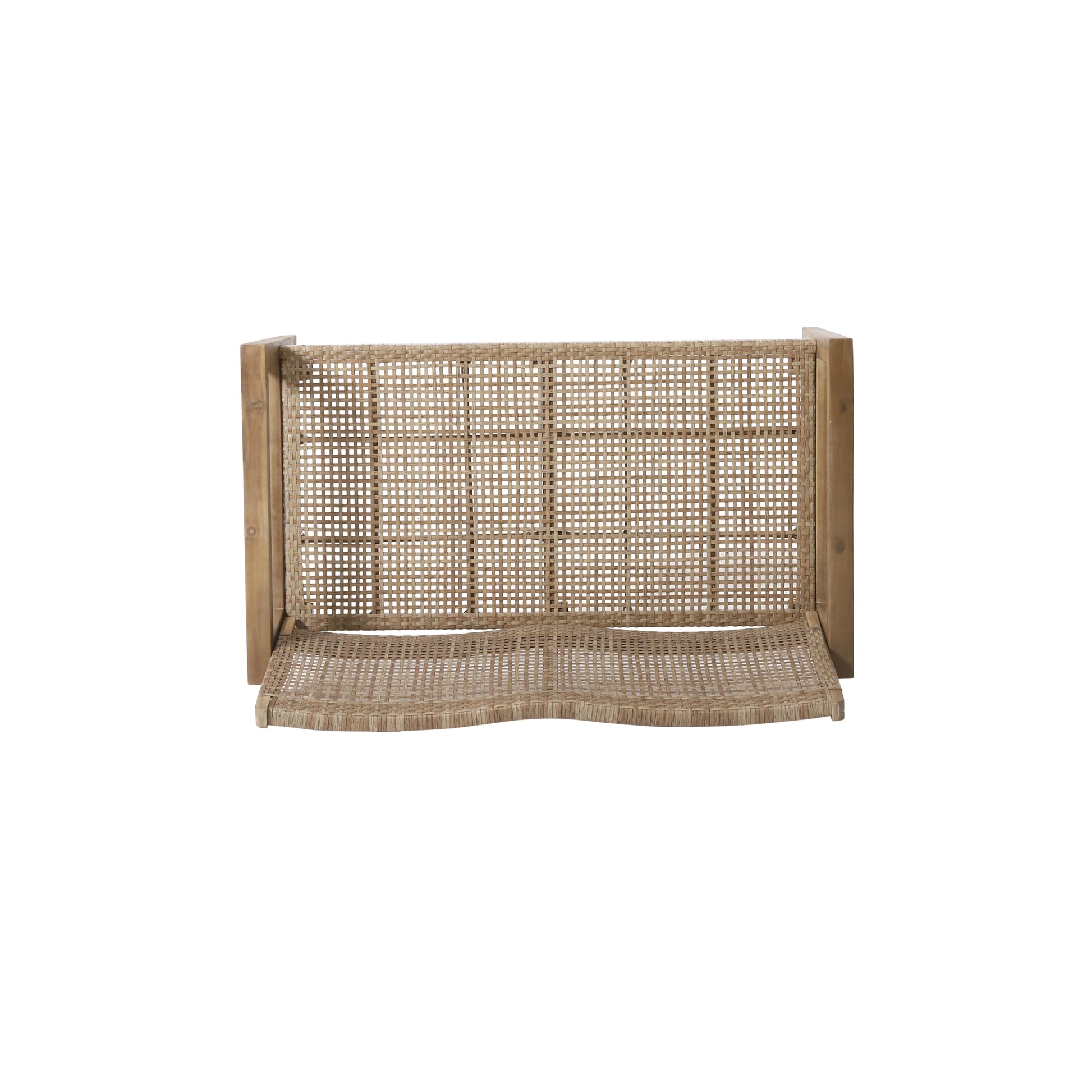 Outdoor Wicker And Acacia Wood Loveseat, Light Multibrown And Light Brown, 34'' H X 46.5'' W X 27.25'' D Brown Acacia Wood