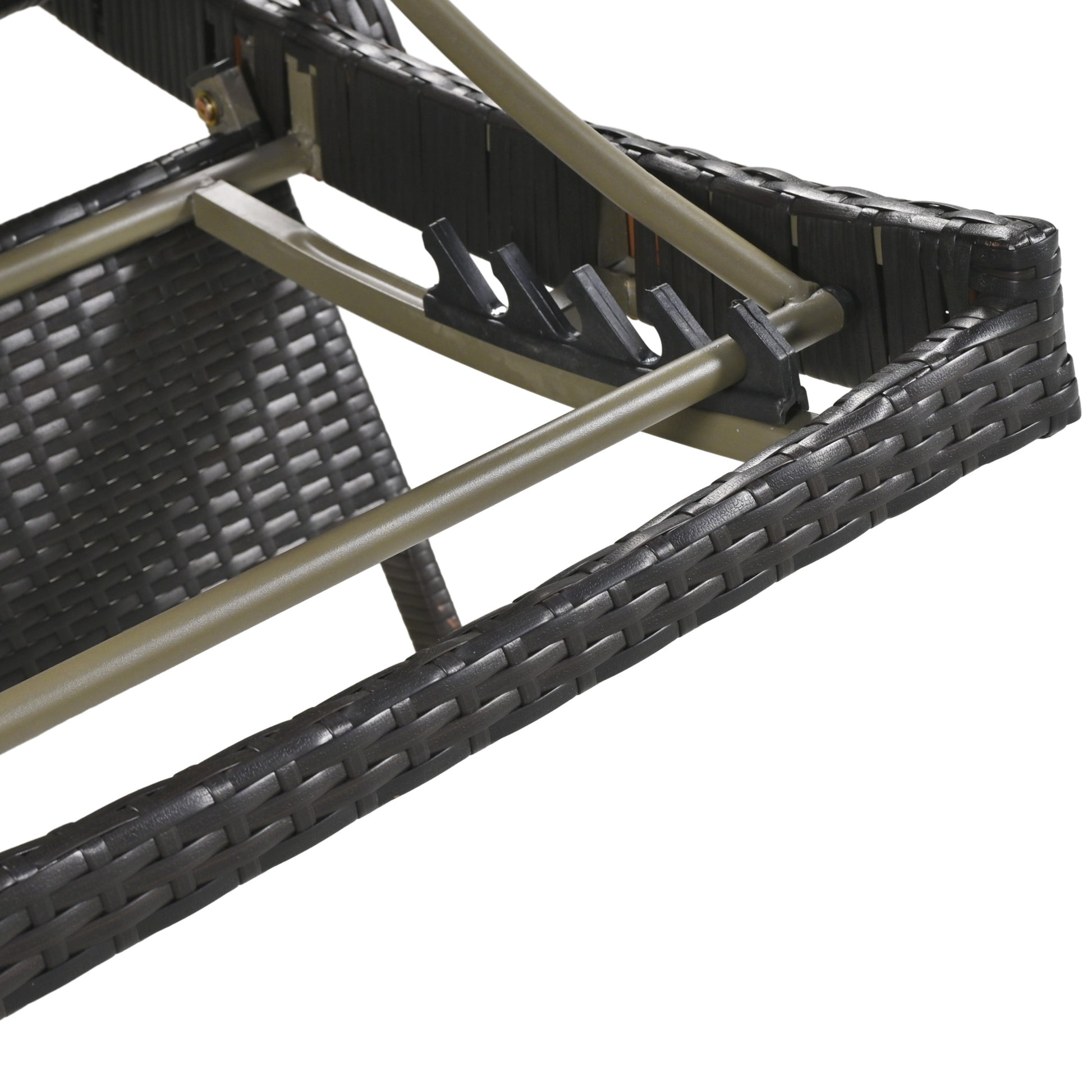 K&K 80'' Outdoor Wicker Chaise Lounge Chairs Set Of 2, Patio Rattan Reclining Chair Pull Out Side Table Adjustable Backrest Ergonomic Wave Design Pool Sunbathing Recliners, Dark Brown No Lounge Dark