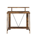 Weathered Oak And Black Writing Desk With Upper Shelf Brown Writting Desk Office Rectangular Wood