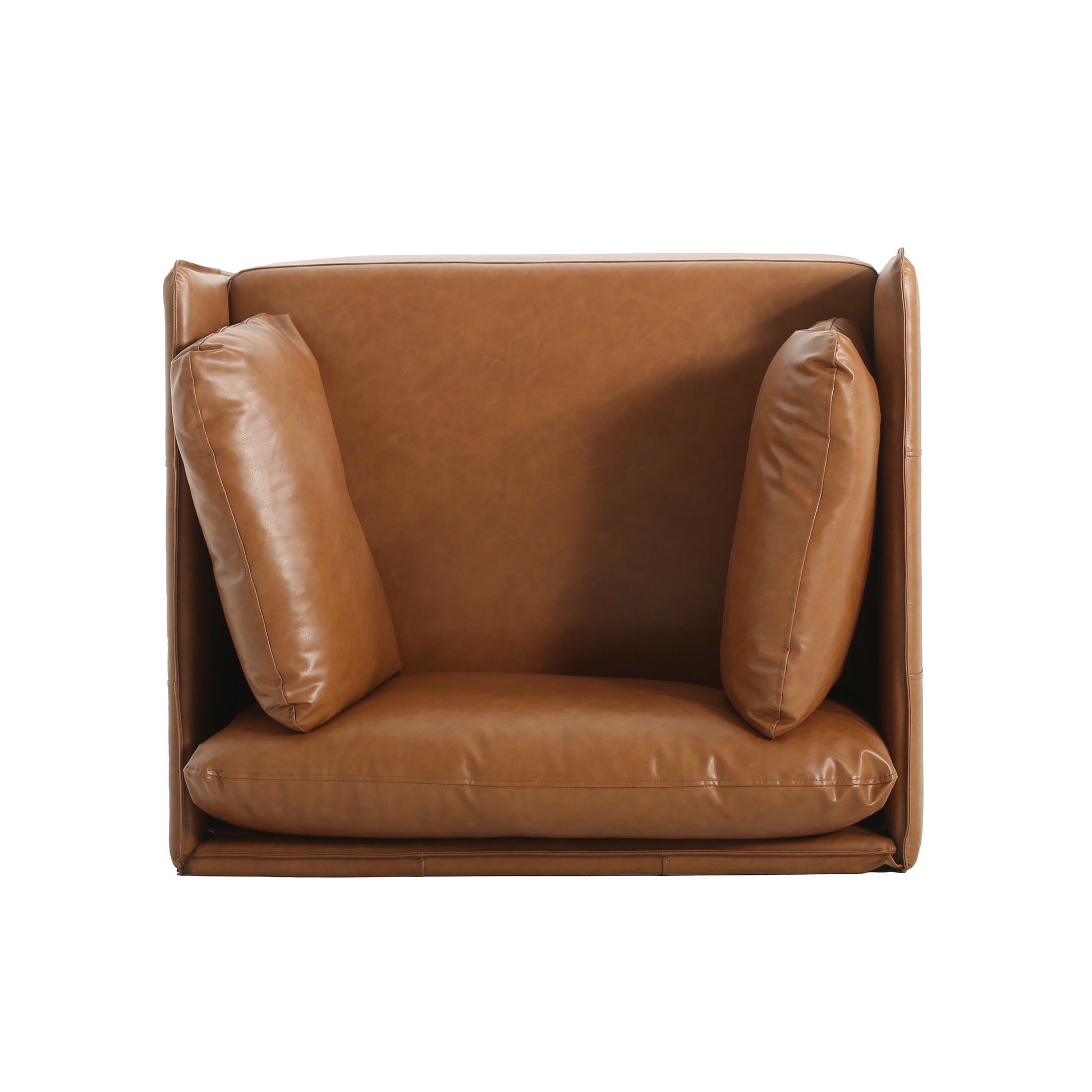 39" Vintage Brown Faux Leather Lounge Chair With Polyester And Pu Leather Upholstery, Solid Wood Frame And Steel Legs, Perfect For Living Room, Bedroom, Or Office Brown Polyester,Pu Leather,Solid