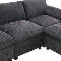 86.5''Chenille Sectional Sofa With Storage Pockets, 5 Seat U Shaped Sleeper Couch Set,2 Pic Free Combination,Convertible Sofa Bed With Ottoman For Living Room,Apartment,3 Colors Dark Grey Chenille 5 Seat