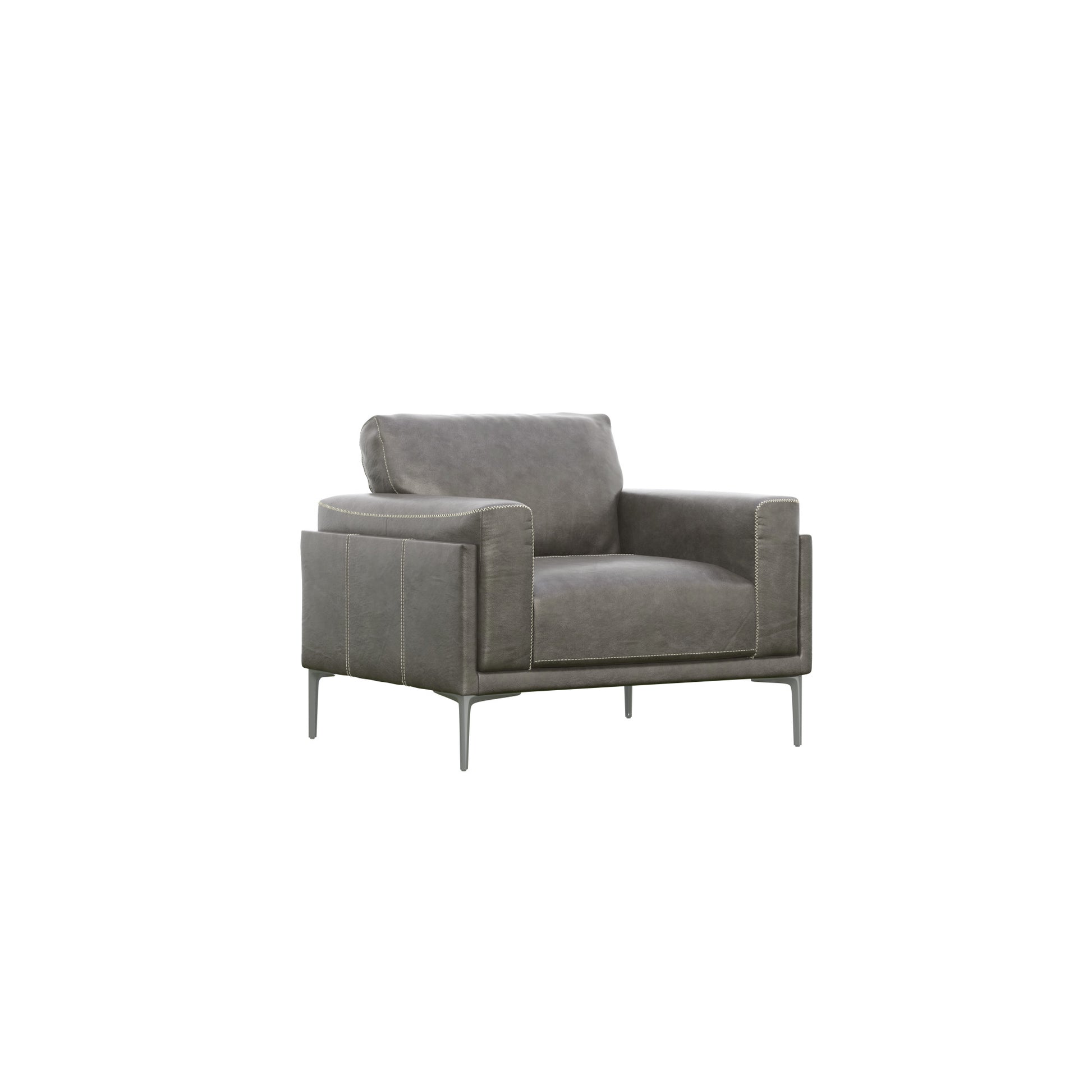 Onyx Gray Leather Chair Dark Gray Primary Living Space Foam Genuine Leather
