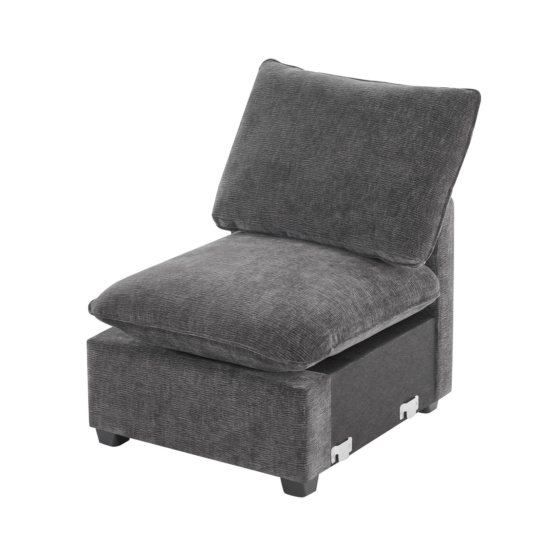 30*26" Single Seat Module For Modular Sectional Sofa,Deep Seat,Chenille,2 Colors Dark Gray Chenille 1 Seat