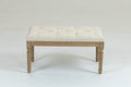 Traditional Rectangle Tufted Ottoman Bench In Beige Linen Look Fabric, For The Living Room And Bedroom Beige Rubber Wood