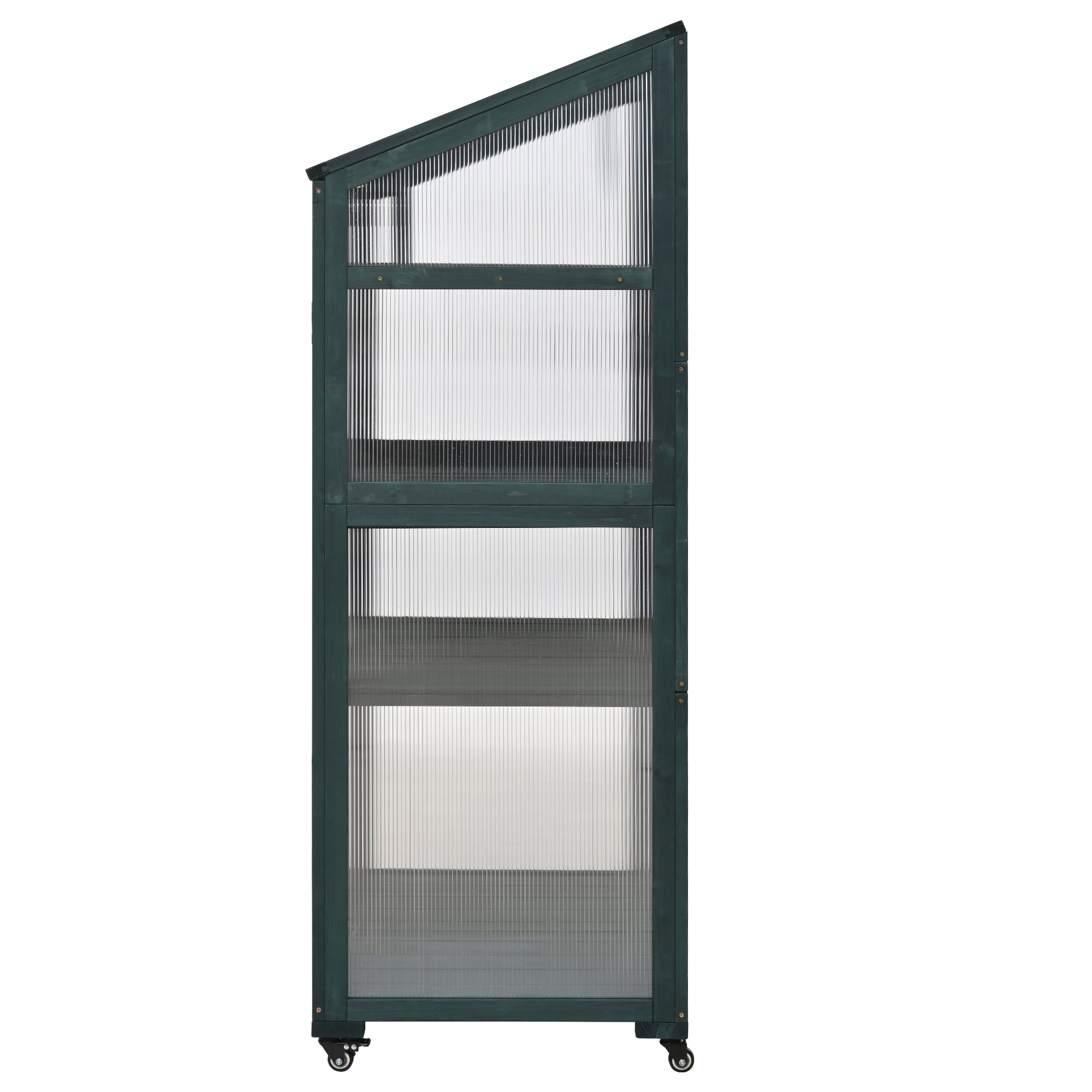 62Inch Height Wood Large Greenhouse Balcony Portable Cold Frame With Wheels And Adjustable Shelves For Outdoor Indoor Use, Forest Green Green Casual Wood Solid Wood