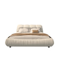 King Size Luxury Upholstered Platform Bed With Oversized Padded Backrest And Solid Wood Frame,Suitable For Multiple Heights Of Mattresses,Beige Old Sku:W1885S00015 Box Spring Not Required King Beige Wood Pine Solid Wood