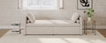 Modern Upholstered Chaise Lounger Daybed Small Single Daybed With 2 Drawers, No Mattress Needed, Perfect For Living Rooms & Home Office, Linen Fabric, Beige Beige Linen