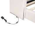 Queen Size Upholstered Platform Bed With Led Lights And U Shaped Headboard, Linen Fabric, Beige Queen Beige Wood Metal