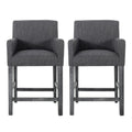 Set Of 2 Upholstered 26 Inch Counter Stool Charcoal Gray Charcoal Set Of 2 Fabric