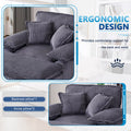 56.3 Inch Corduroy Single Sofa With 2 Toss Pillows And A Ottoman ,Comfy Sofa Deep Seat Couch For Living Room Grey Foam 1 Seat