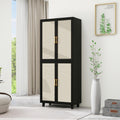 4 Door Cabinet, With 4 Adjustable Inner Shelves, Storage Cabinet Black Mdf