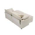 Corduroy Two Seater Sofa With 2 Footrest, 2 Seater Sofa With Ottoman To Work As Sofa Bed For Small Living Spaces, Light Beige Corduroy Sofa Beige Corduroy 2 Seat