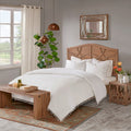 Cotton Duvet Cover Set Queen Ivory Polyester