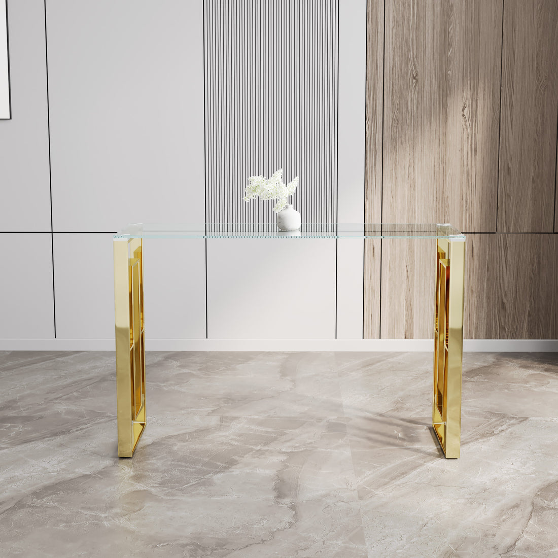 Console Table Stainless Steel Glass,Meal Side Table Golden Clear Bs 02 Golden,Transparent Primary Living Space Modern Stainless Steel