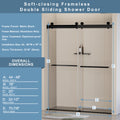 44 48 In. W X 76 In. H Frameless Soft Closing Shower Door, Double Sliding Shower Door, 5 16