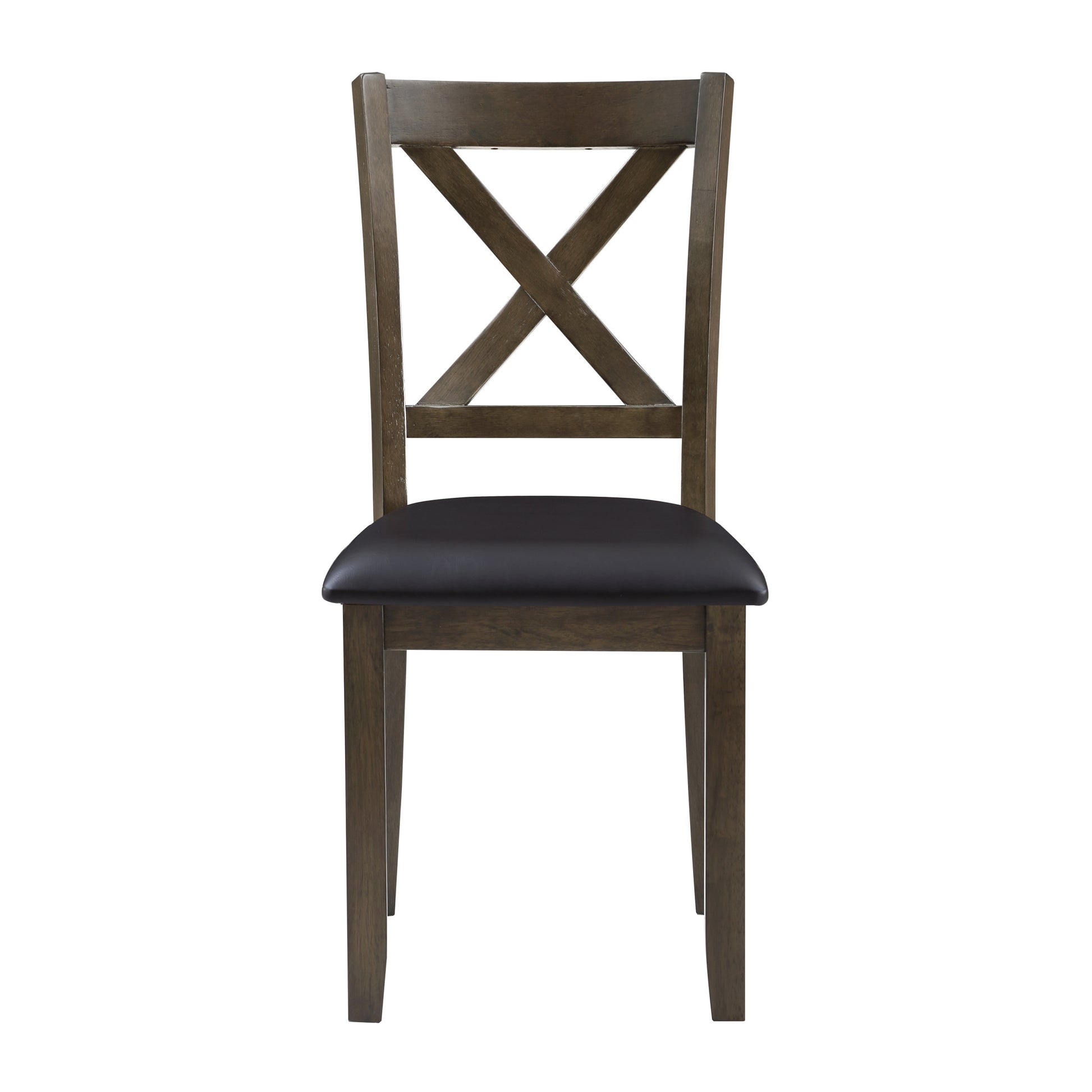 Transitional Style 5Pc Dinette Set Charcoal Brown Finish Dining Room Table And 4 Chairs Faux Leather Upholstery X Back Chairs Wood Wood Brown Mix Seats 4 Wood Dining Room 36 Inches 4 Leg Square Dining Table With Chair Wood