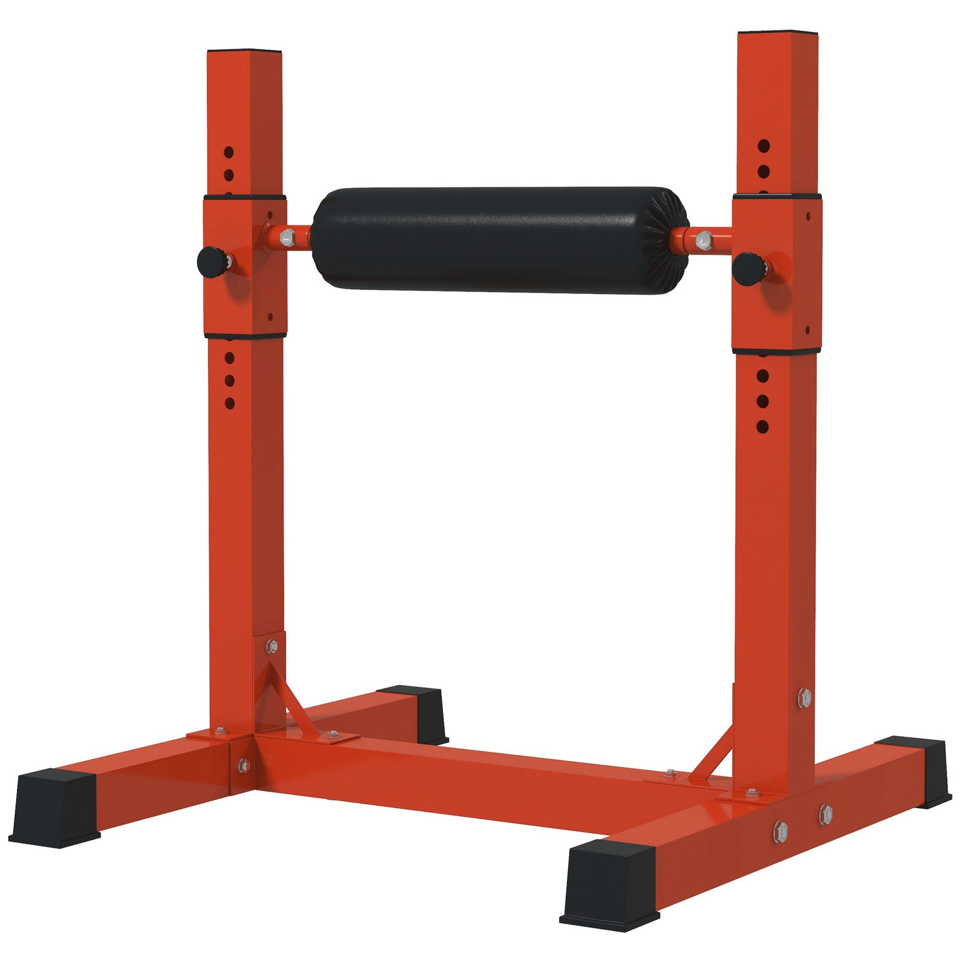 Soozier Bulgarian Split Squat Stand, Single Leg Squat Stand, 12 Level Adjustable Squat Roller For Lower Body Strength Training, Red Red Steel