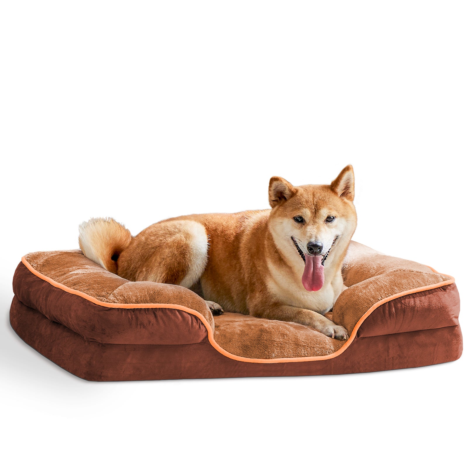 Memory Foam Pet Bed For Small Dogs & Cats With Washable Removable Cover Non Slip Base Waterproof Liner Egg Crate Foam For Improved Sleep, Brown,Medium Brown Fabric