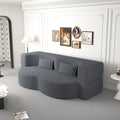 Modern Floor Sofa With 2 Pillows,Convertible Teddy Fabric Foam Filled Sleeper Sofa Bed,15